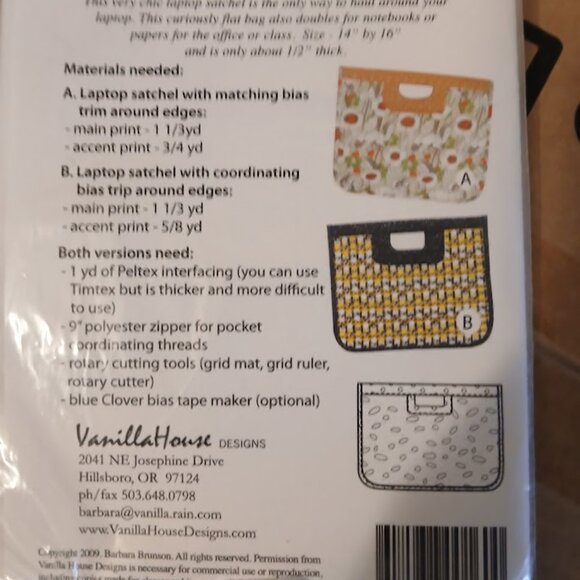 Sewing Patterns Nancy Ota Vanilla House Laptop Satchel Totes Purses Double handl - Picture 3 of 7